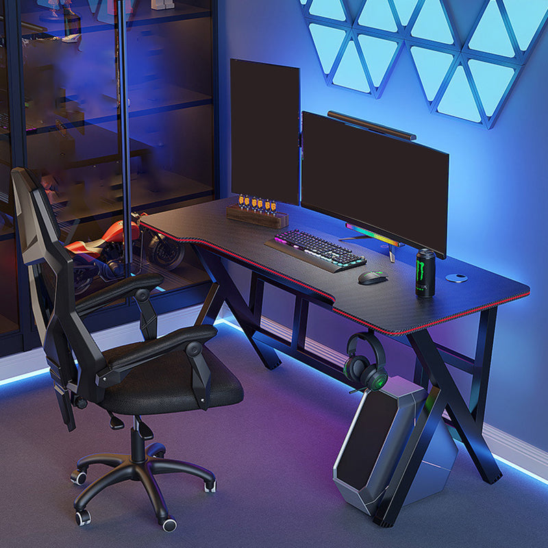 Cable Management Dormitory Gaming Desk Black Rectangular Computer Desk