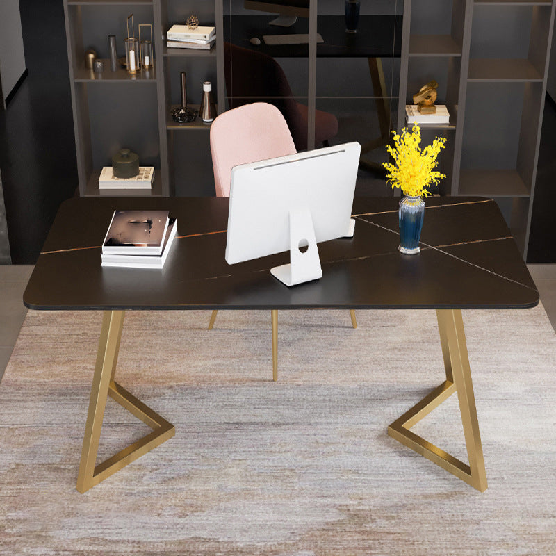 Glam Writing Desk Rectangular Secretary Desk with Metal Legs