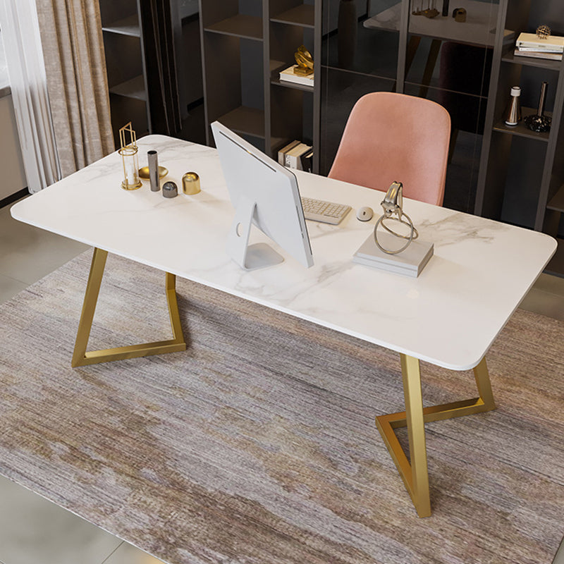 Glam Writing Desk Rectangular Secretary Desk with Metal Legs