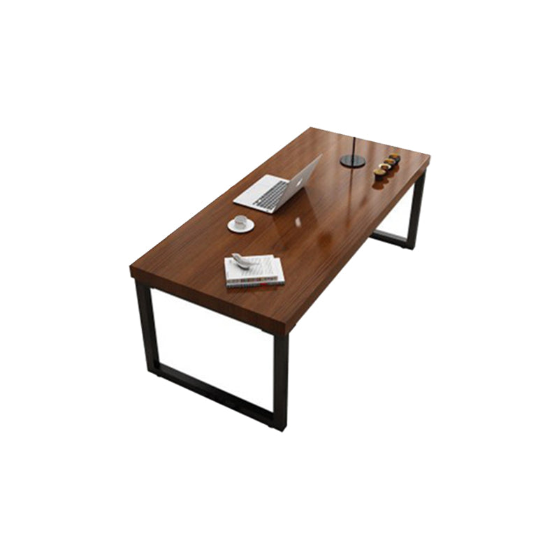 Industrial Writing Desk Rectangular Brown Secretary Desk with Metal Legs