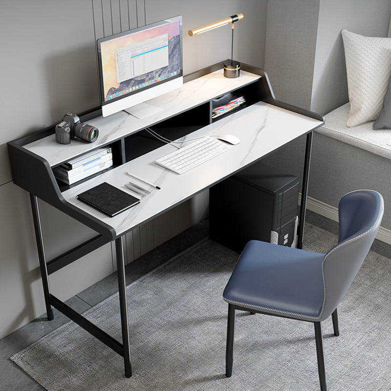 Industrial Writing Desk Rectangular Secretary Desk with Metal Legs