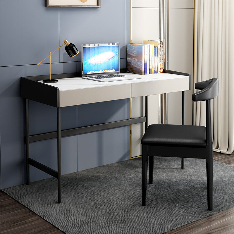 Contemporary Office Desk Rectangular Secretary Desk with 2 Storage Drawers