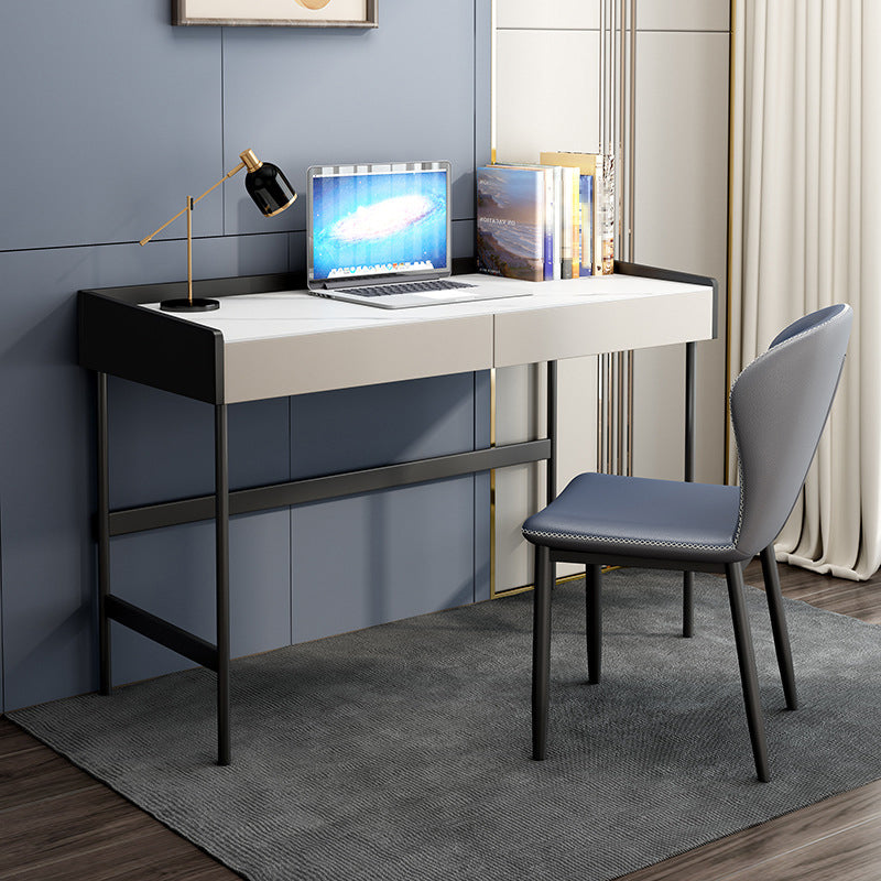 Contemporary Office Desk Rectangular Secretary Desk with 2 Storage Drawers