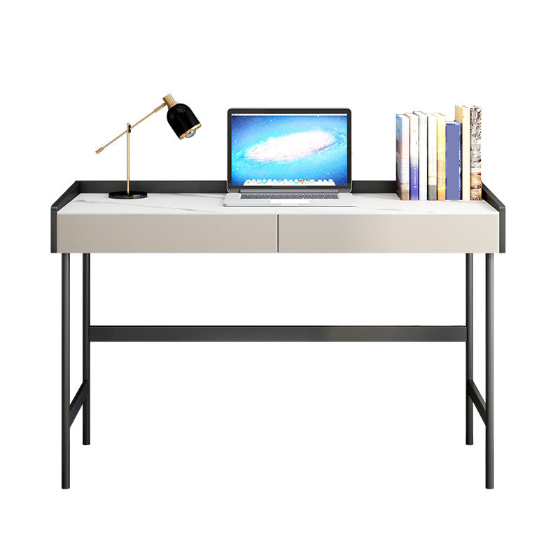 Contemporary Office Desk Rectangular Secretary Desk with 2 Storage Drawers