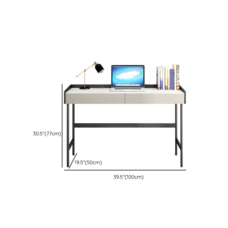 Contemporary Office Desk Rectangular Secretary Desk with 2 Storage Drawers