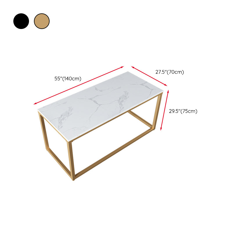 Contemporary White Office Desk with Metal Legs Marble Writing Desk