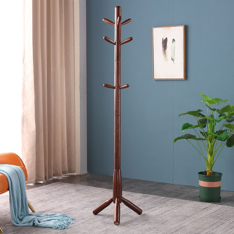 71"H Solid Wood Coat Rack European Style Hanger Ash Wood Modern Hall Tree