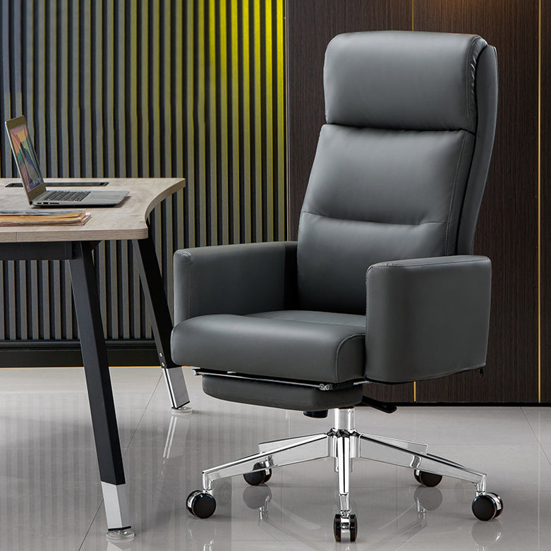 Modern High Back Executive Chair Fixed Padded Arms Managers Chair