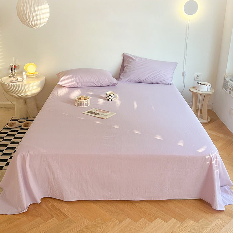 Fade Resistant Sheet Whole Colored Soft Cotton Breathable Bed Sheet Set