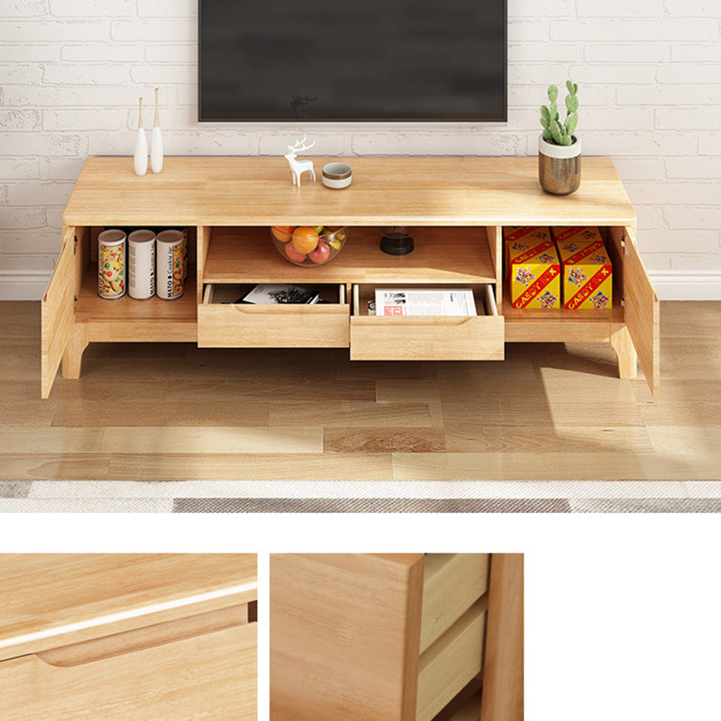 Contemporary Wood TV Console Open Storage TV Stand for Living Room