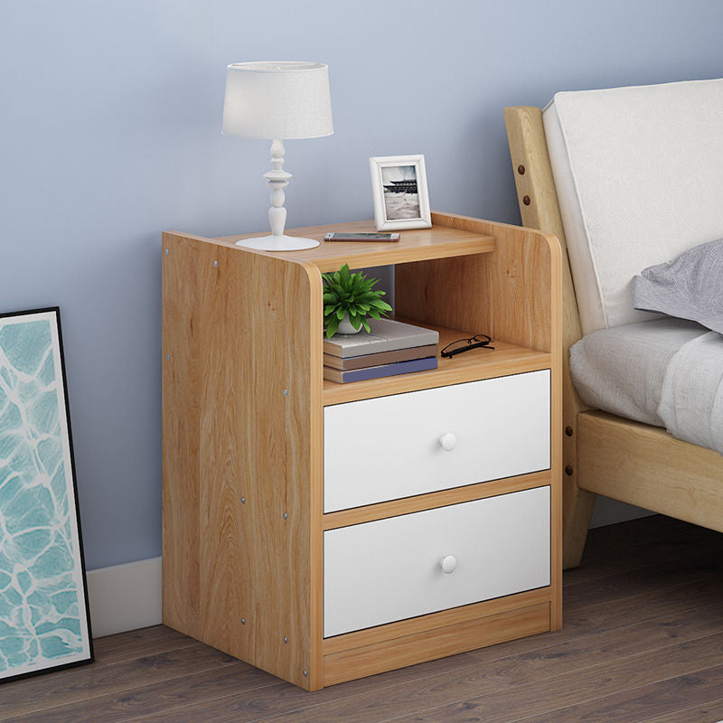 Wooden Bedside Cabinet Modern Style Minimalist Bedside Table with Drawers