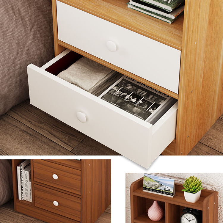 Wooden Bedside Cabinet Modern Style Minimalist Bedside Table with Drawers