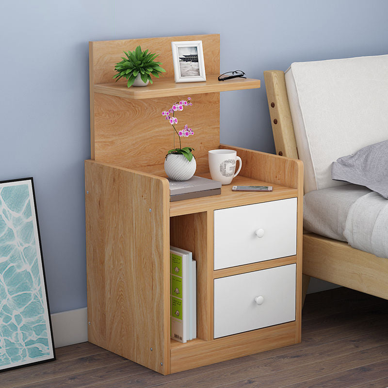 Wooden Bedside Cabinet Modern Style Minimalist Bedside Table with Drawers