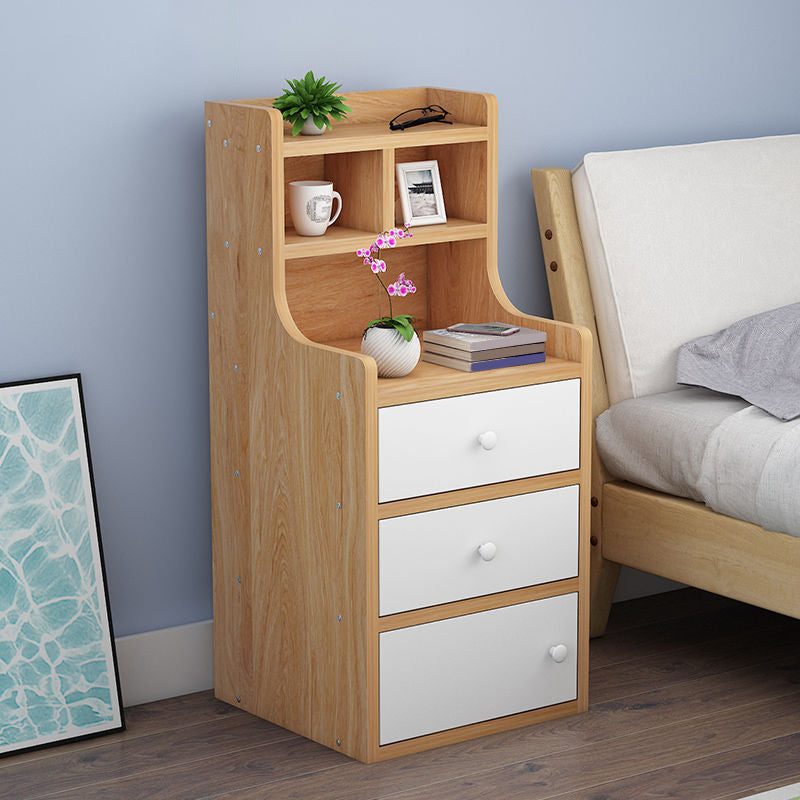 Wooden Bedside Cabinet Modern Style Minimalist Bedside Table with Drawers