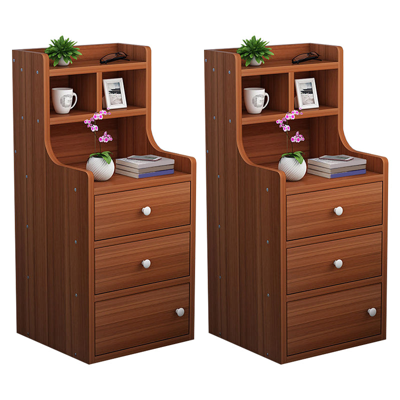 Wooden Bedside Cabinet Modern Style Minimalist Bedside Table with Drawers