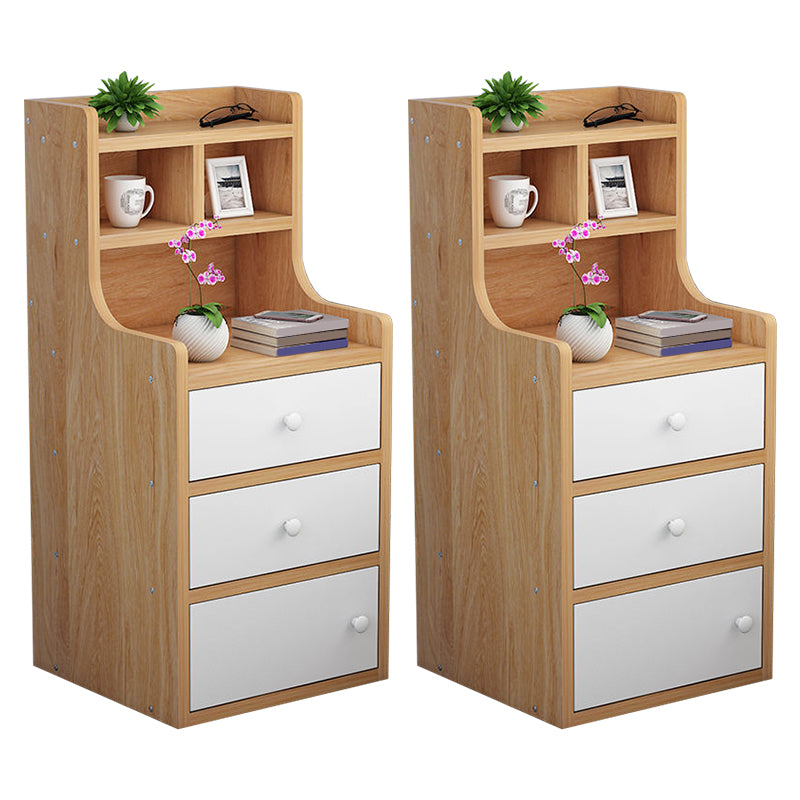 Wooden Bedside Cabinet Modern Style Minimalist Bedside Table with Drawers