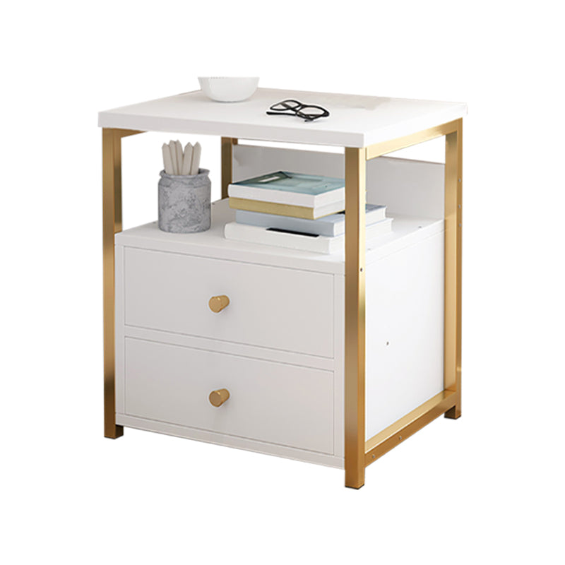 Contemporary Bed Nightstand Open Storage Night Table with Drawer