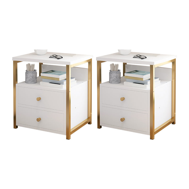 Contemporary Bed Nightstand Open Storage Night Table with Drawer