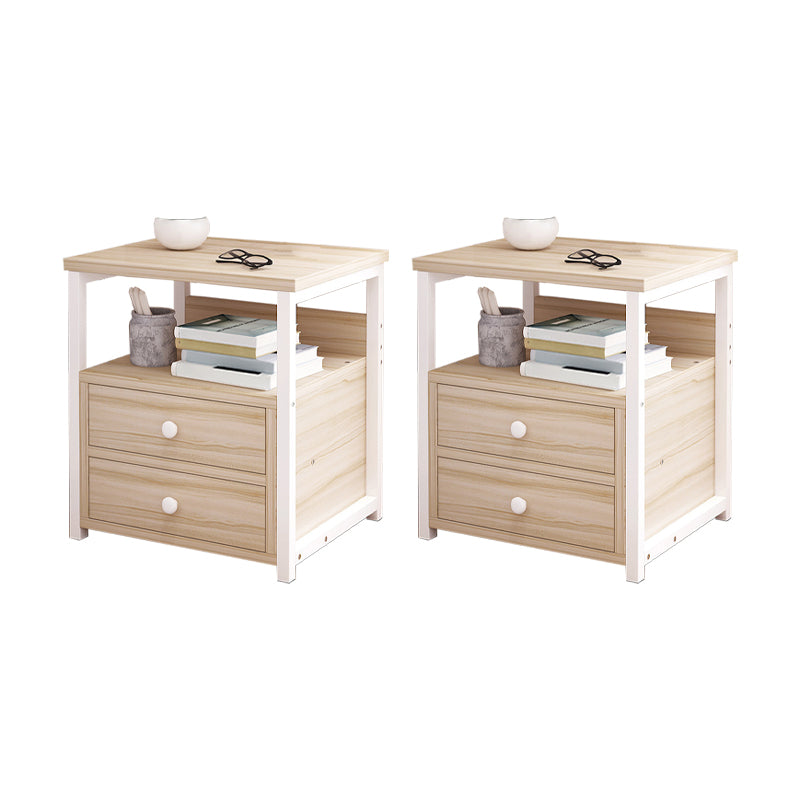 Contemporary Bed Nightstand Open Storage Night Table with Drawer