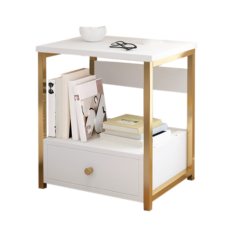 Contemporary Bed Nightstand Open Storage Night Table with Drawer