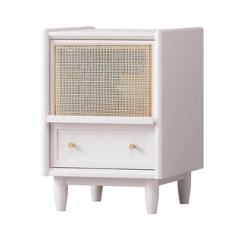 Rattan Bed Nightstand Modern Minimalist Bedside Table with Drawers