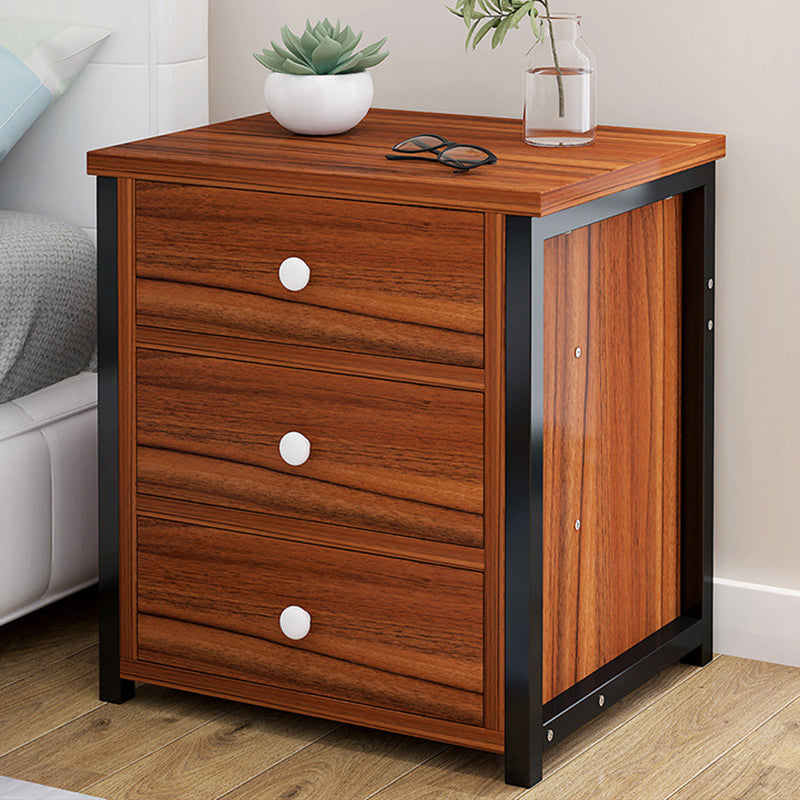 Contemporary Bed Nightstand Open Storage Night Table with Drawer