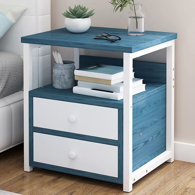 Contemporary Bed Nightstand Open Storage Night Table with Drawer