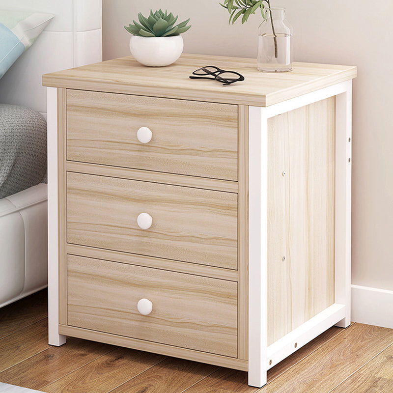 Contemporary Bed Nightstand Open Storage Night Table with Drawer