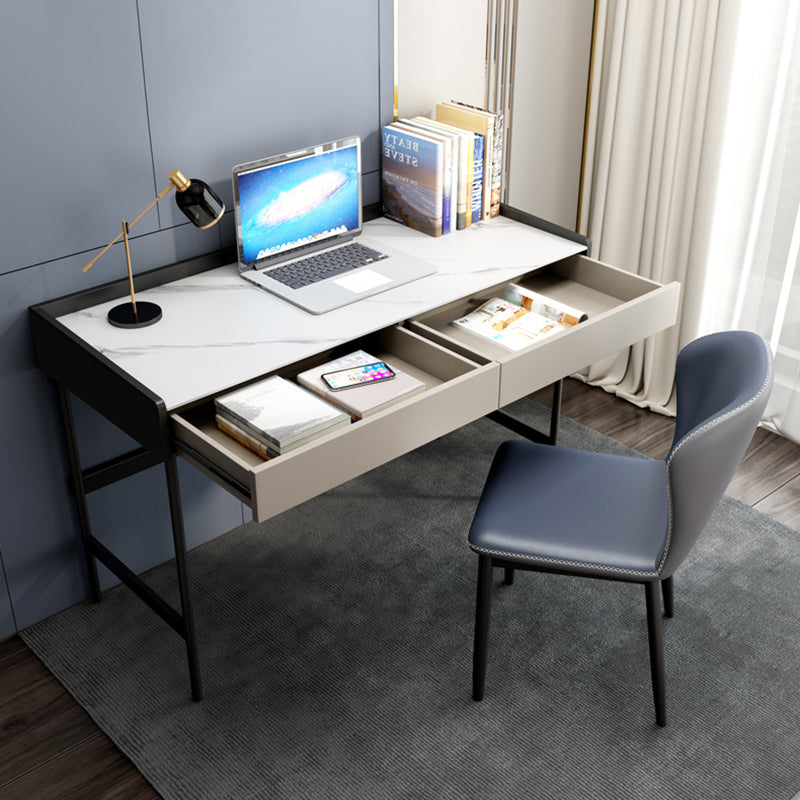 Modern Office Desk Rectangular Secretary Desk with 2 Drawers