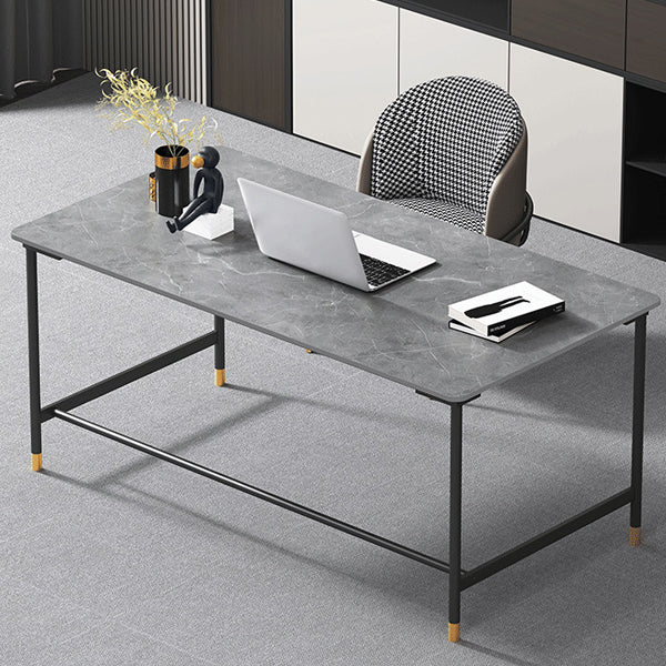 Industrial Rectangular Writing Desk H-Shape Office Desk Dark Taupe