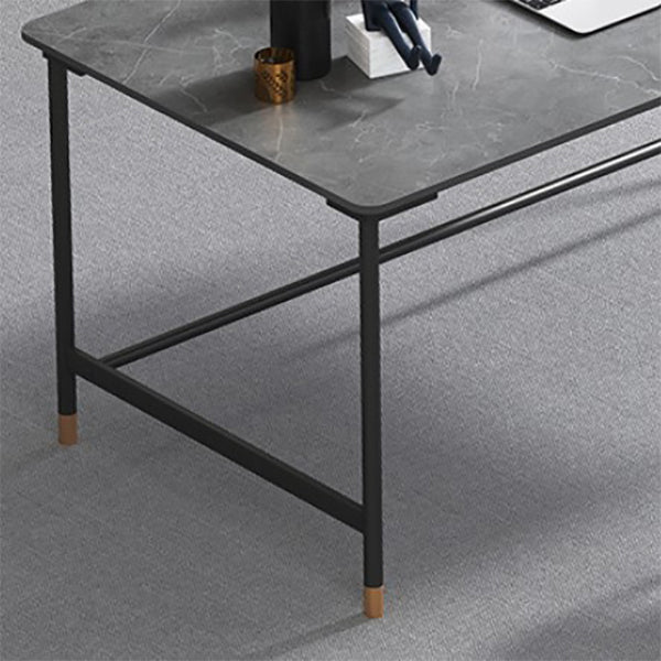 Industrial Rectangular Writing Desk H-Shape Office Desk Dark Taupe