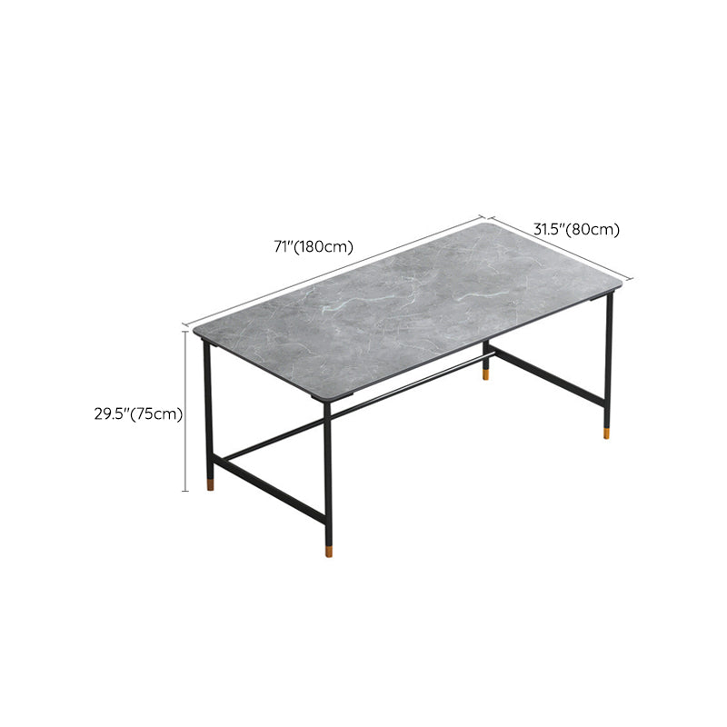 Industrial Rectangular Writing Desk H-Shape Office Desk Dark Taupe