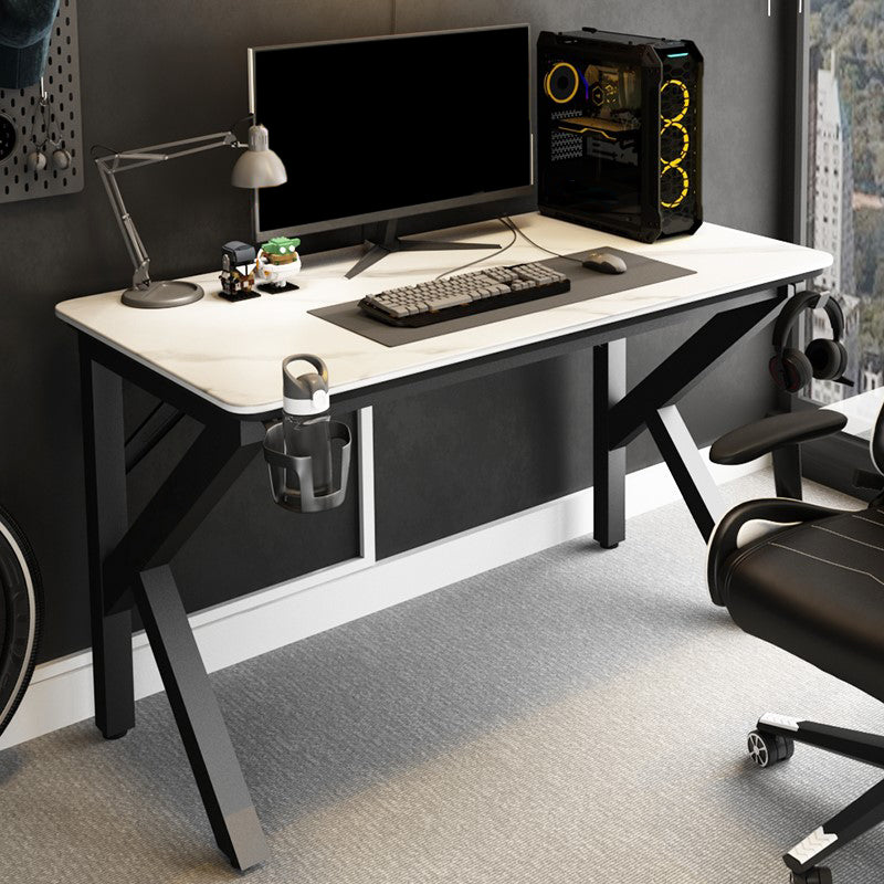 Cable Management Rectangle Stone Gaming Desk Industrial Writing Desk