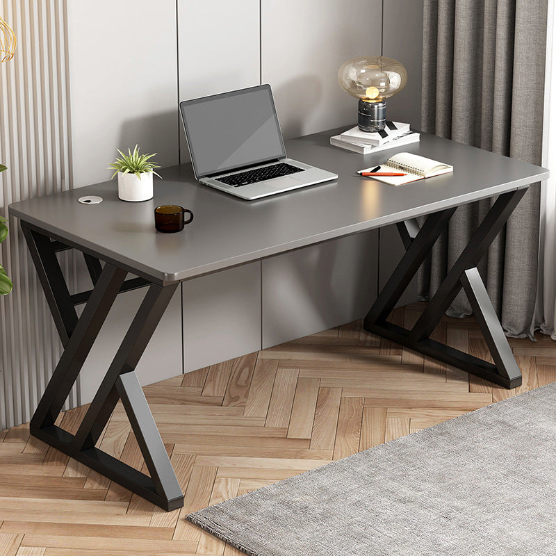 Steel and Artificial Wood Office Desk Rectangular Computer Desk with Cable Management