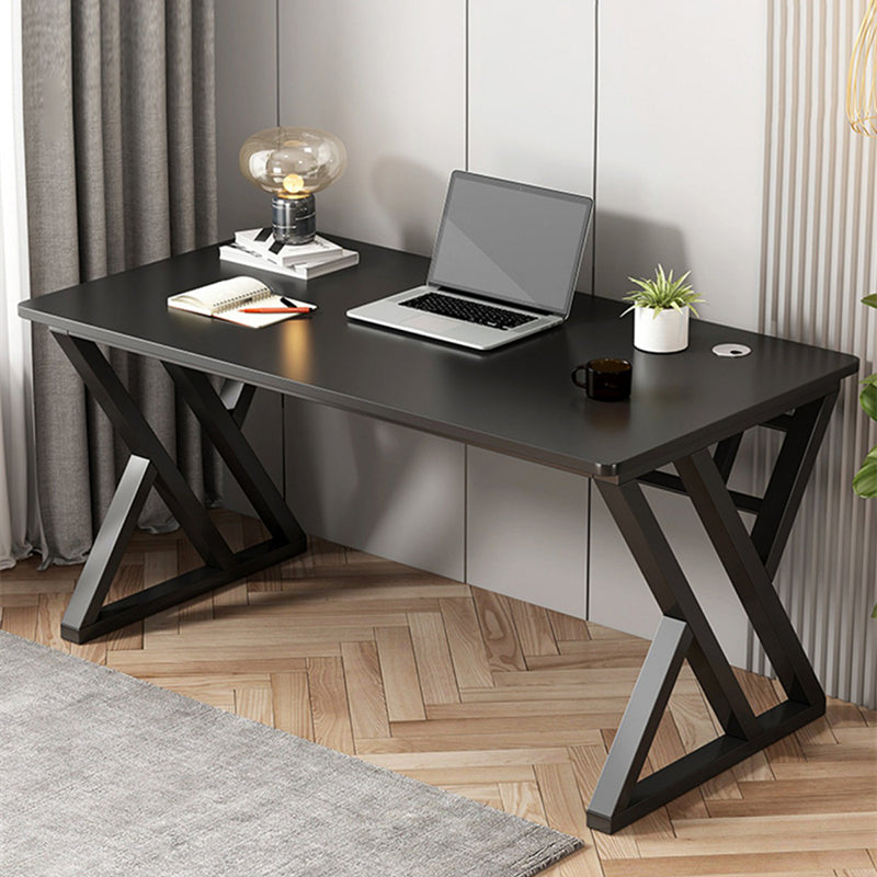 Steel and Artificial Wood Office Desk Rectangular Computer Desk with Cable Management