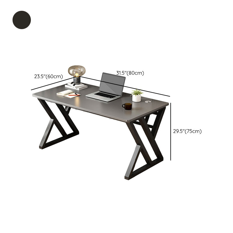 Steel and Artificial Wood Office Desk Rectangular Computer Desk with Cable Management