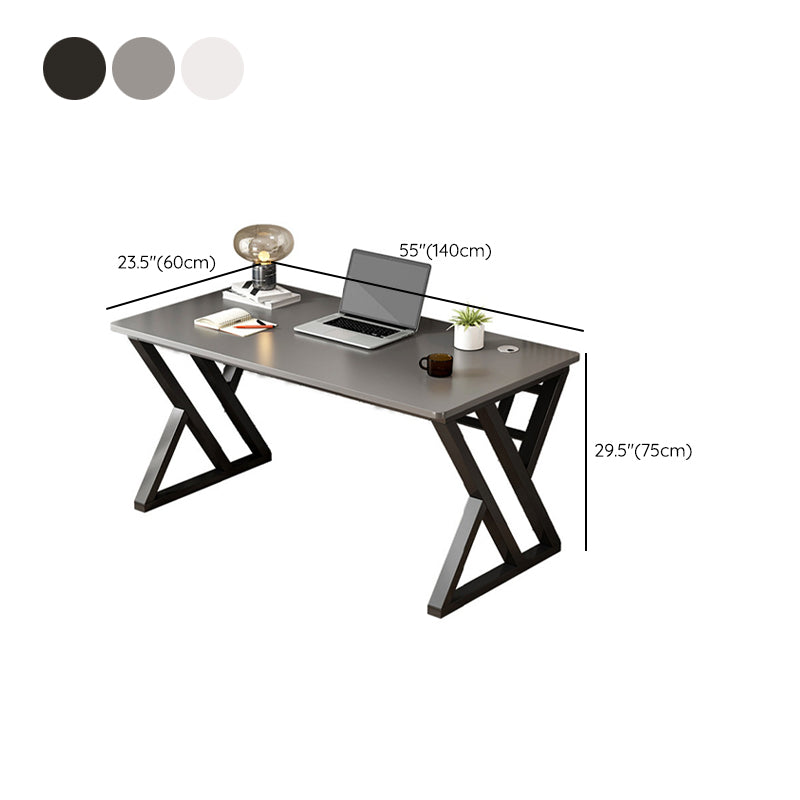 Steel and Artificial Wood Office Desk Rectangular Computer Desk with Cable Management