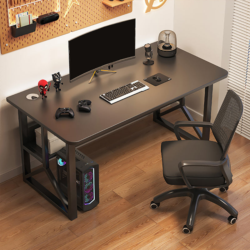 Industrial Office Desk Dark Taupe and Black Computer Desk Artificial Wood