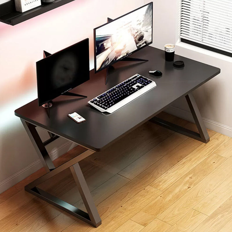 Marble and Wooden Gaming Desk Rectangular Bedroom Computer Desk with Metal Legs