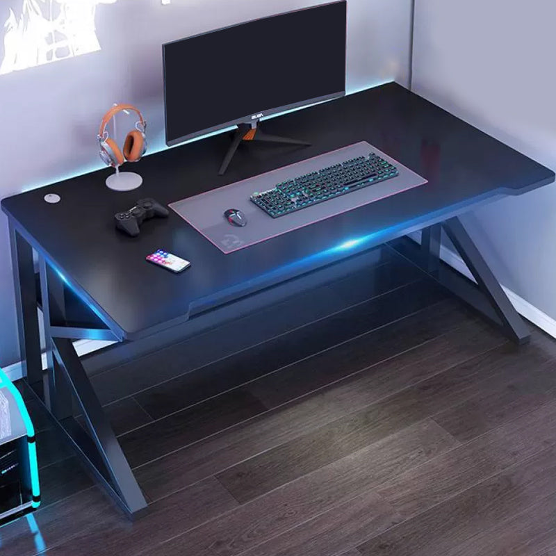 Marble and Wooden Gaming Desk Rectangular Bedroom Computer Desk with Metal Legs