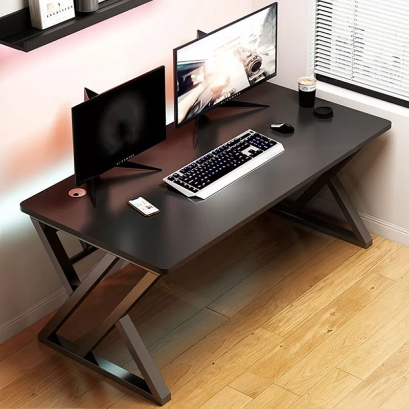 Marble and Wooden Gaming Desk Rectangular Bedroom Computer Desk with Metal Legs