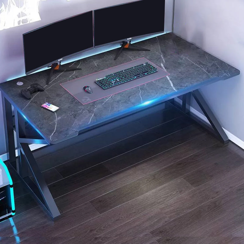 Marble and Wooden Gaming Desk Rectangular Bedroom Computer Desk with Metal Legs