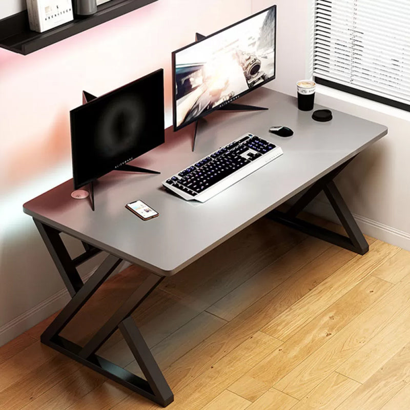 Marble and Wooden Gaming Desk Rectangular Bedroom Computer Desk with Metal Legs