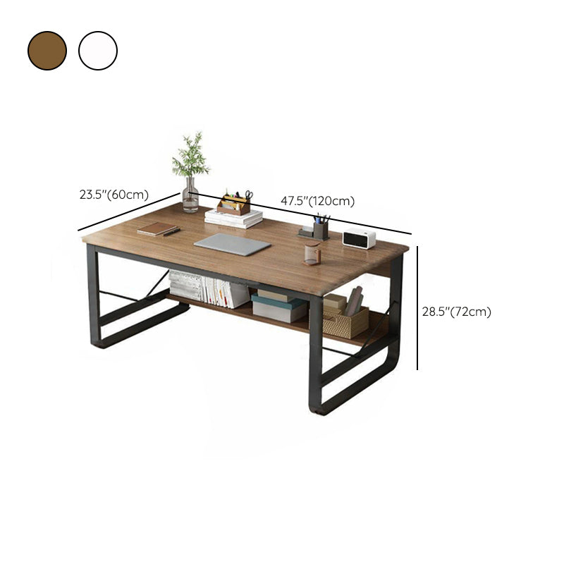 Marble and Wooden Gaming Desk Rectangular Bedroom Computer Desk with Metal Legs