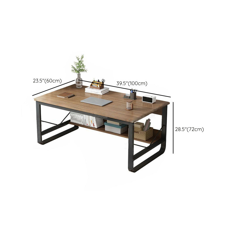 Marble and Wooden Gaming Desk Rectangular Bedroom Computer Desk with Metal Legs