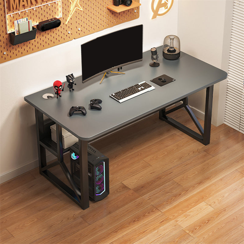 Industrial Office Desk Dark Taupe and Black Computer Desk Artificial Wood