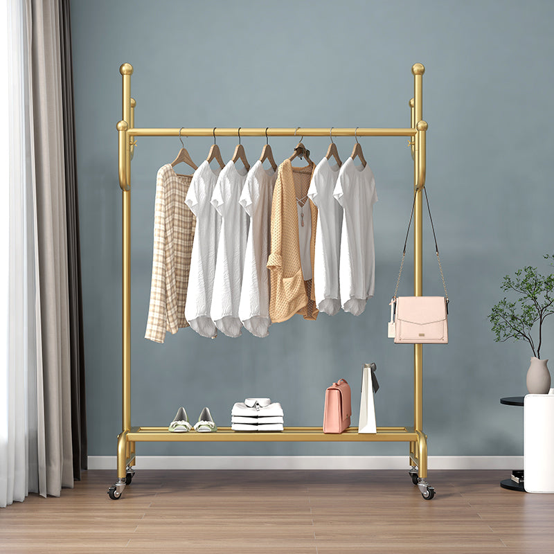 Modern Metal Coat Rack Solid Color Coat Hanger with Storage Shelving