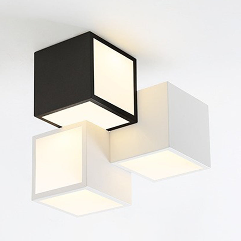 Square Shape Flush Mount Modern Style Acrylic 1 Light Flush Light in White/Black