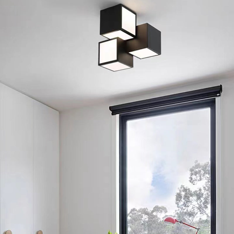 Square Shape Flush Mount Modern Style Acrylic 1 Light Flush Light in White/Black