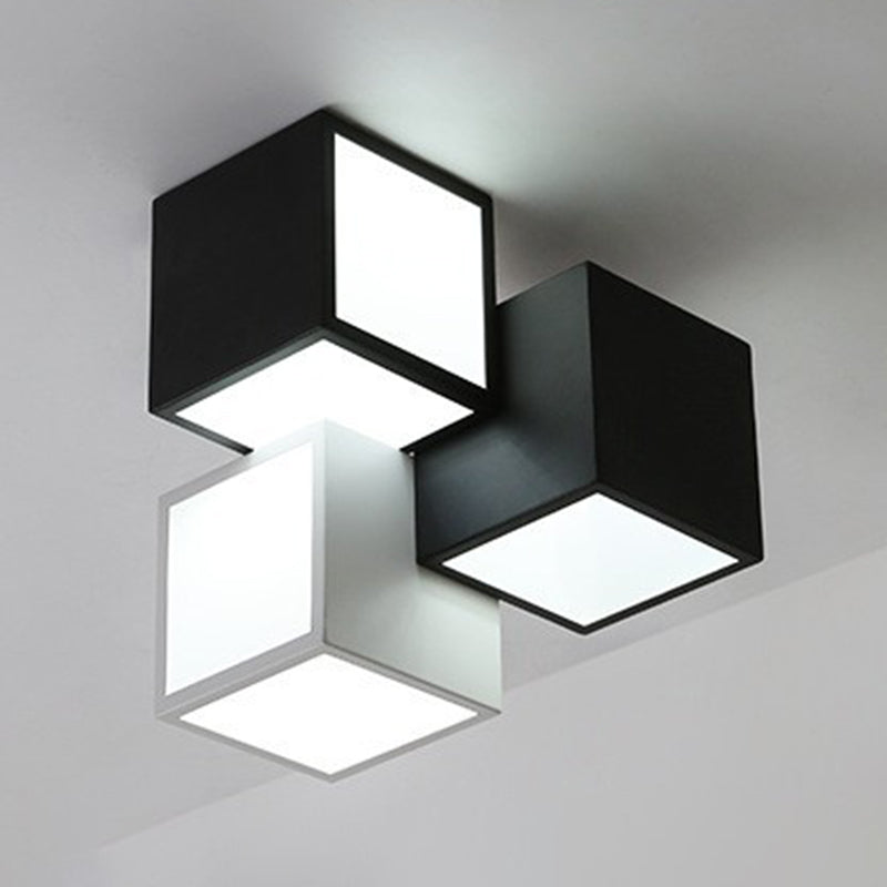 Square Shape Flush Mount Modern Style Acrylic 1 Light Flush Light in White/Black